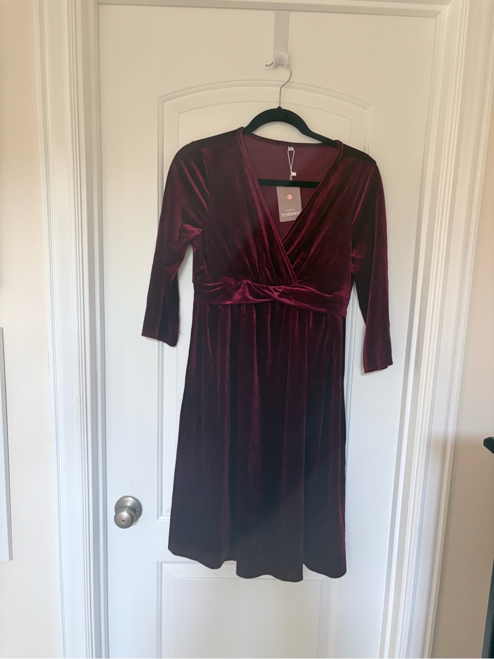 Velvet Midi Dress in Deep Burgundy